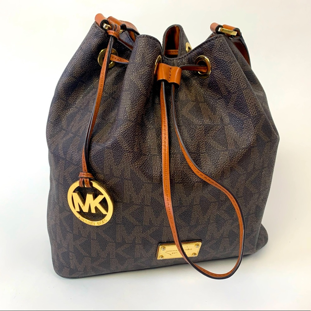 Michael Kohl’s LOGO Leather Brown Bucket Bag